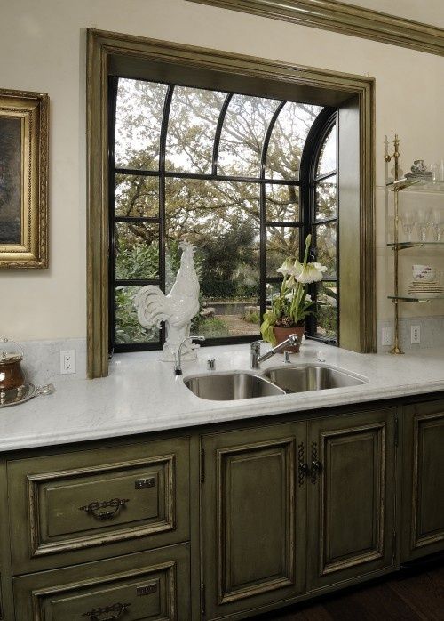 Vintage Kitchen Window with Garden Charm