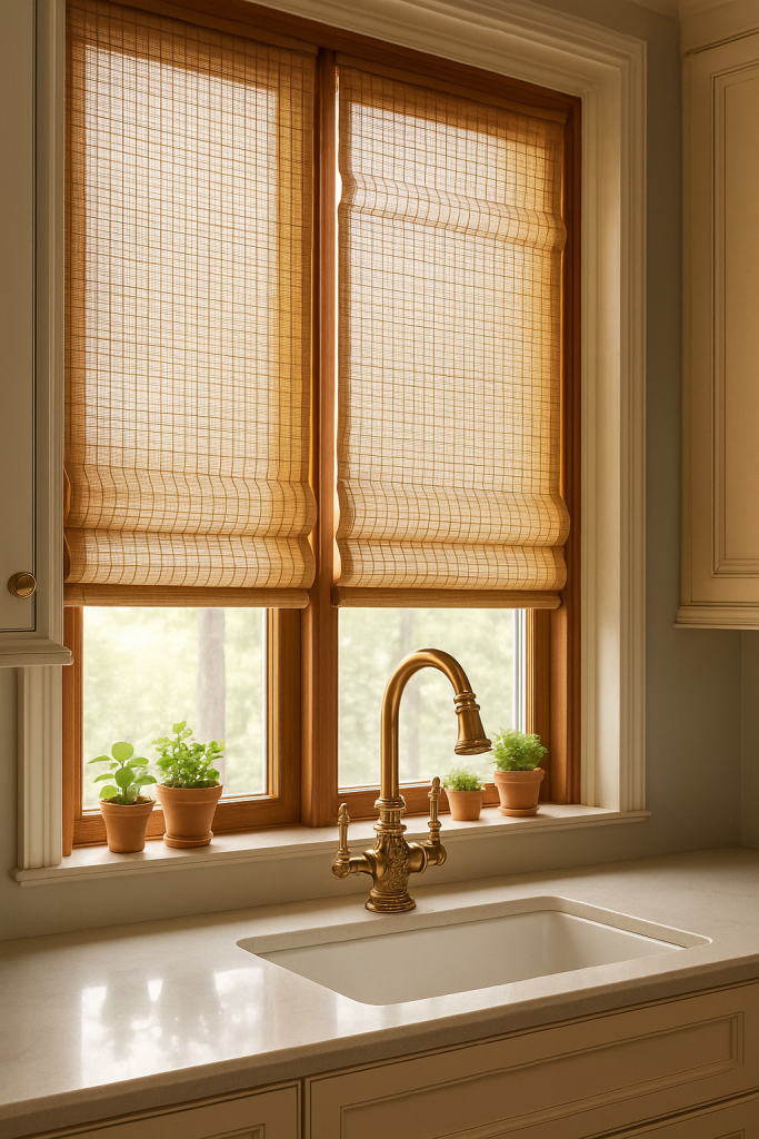 Bamboo shade rolling window treatments